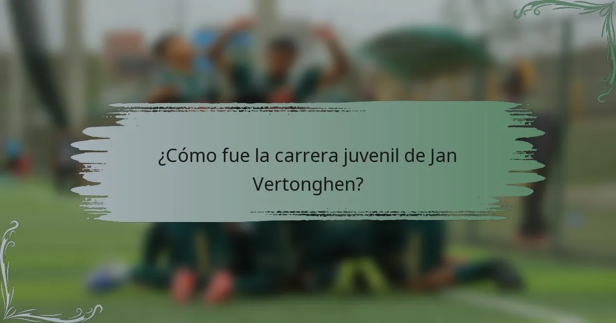 ¿Cómo fue la carrera juvenil de Jan Vertonghen?