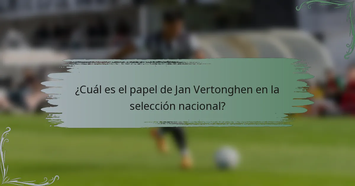 ¿Cuál es el papel de Jan Vertonghen en la selección nacional?