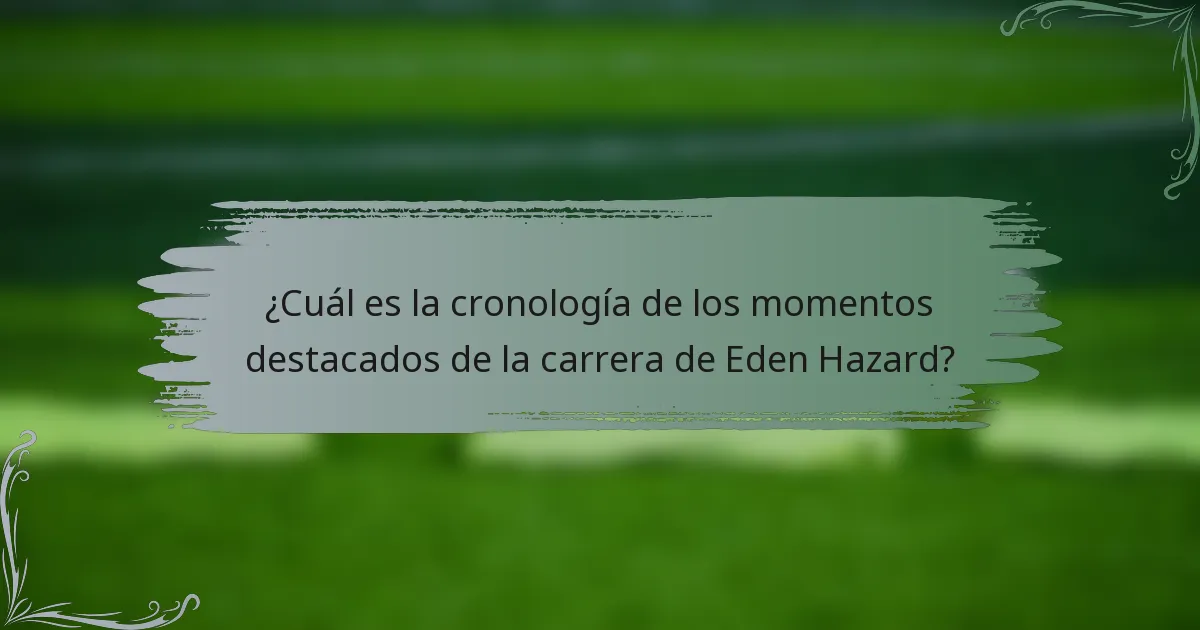 ¿Cuál es la cronología de los momentos destacados de la carrera de Eden Hazard?