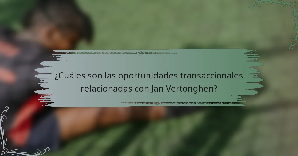 ¿Cuáles son las oportunidades transaccionales relacionadas con Jan Vertonghen?