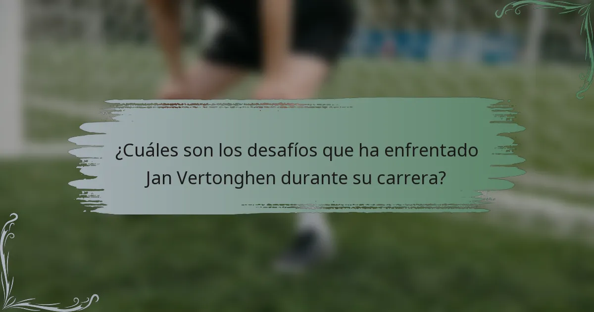 ¿Cuáles son los desafíos que ha enfrentado Jan Vertonghen durante su carrera?