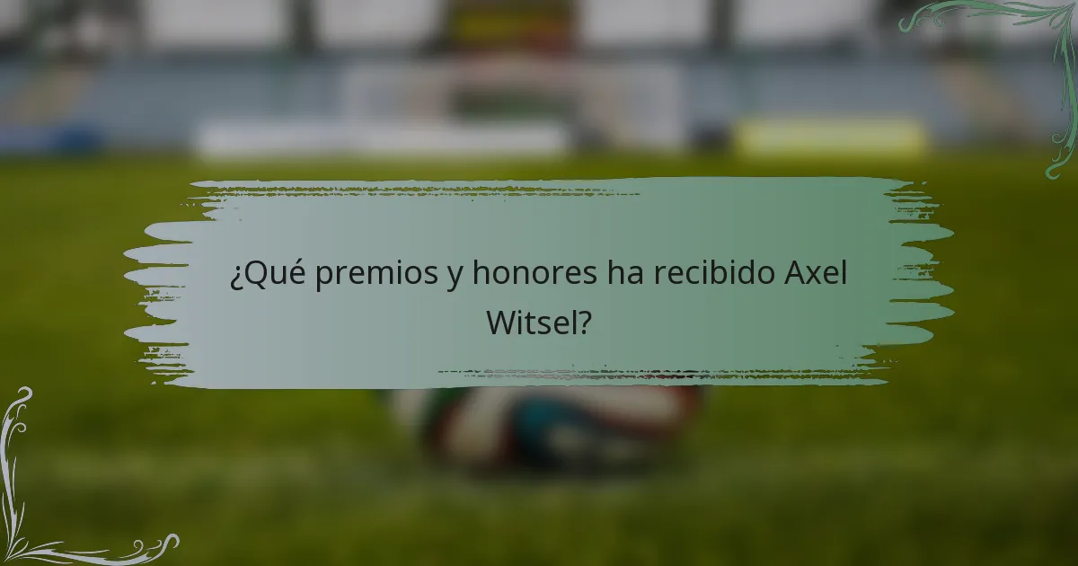 ¿Qué premios y honores ha recibido Axel Witsel?